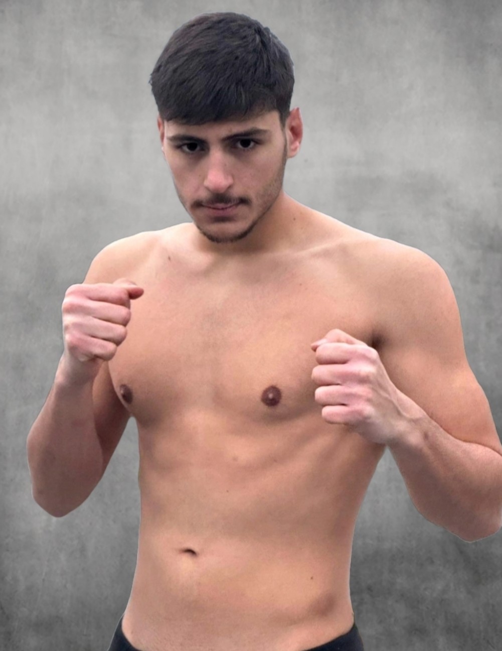 Miliadis Nikos (Μηλιάδης Νίκος), Greek middleweight MMA fighter, portrait in fight stance